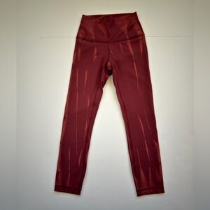 Lululemon Wunder Train High Rise Tight 28 in Size 2 Sun Bleached Wash Red Merlot